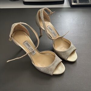 JImmy Choo - Annie Glitter Peep Toe 85 mm Heel - Used